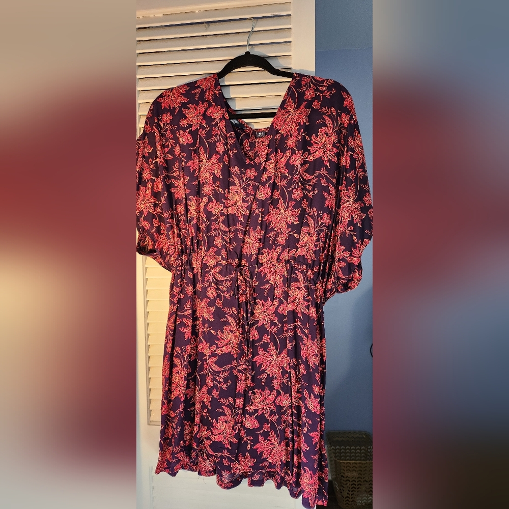 Floral Pink and Black Dress